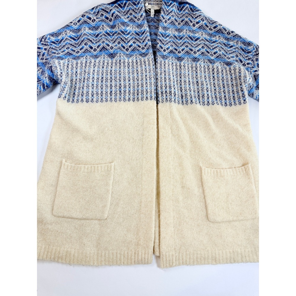 Joie Radegonde Cardigan Sweater Womens M Blue Wool Alpaca Fair Isle Open‎ Front - Picture 4 of 9